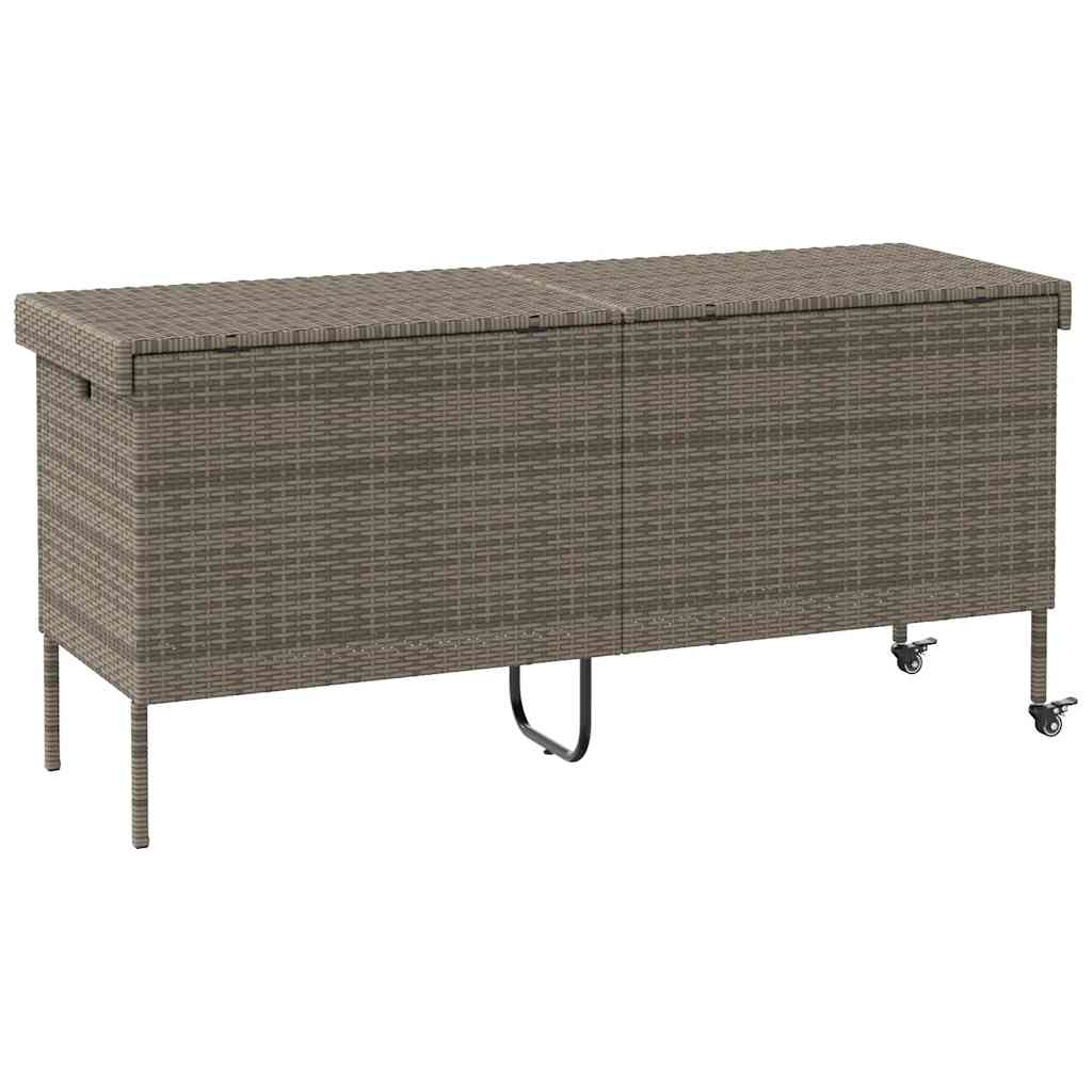 opbevaringsboks med hjul 160x55x75 cm polyrattan grå