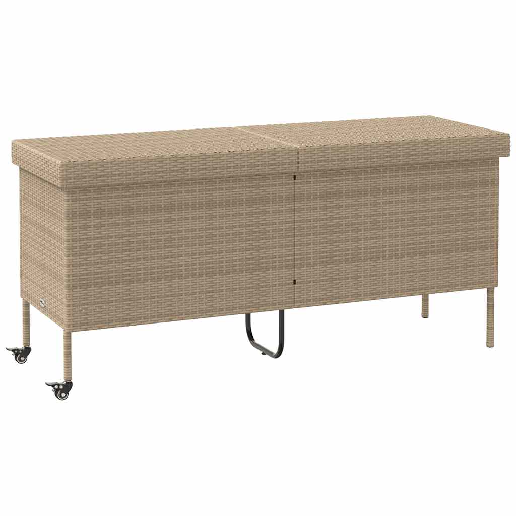 opbevaringsboks med hjul 160x55x75 cm polyrattan beige