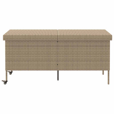 opbevaringsboks med hjul 160x55x75 cm polyrattan beige