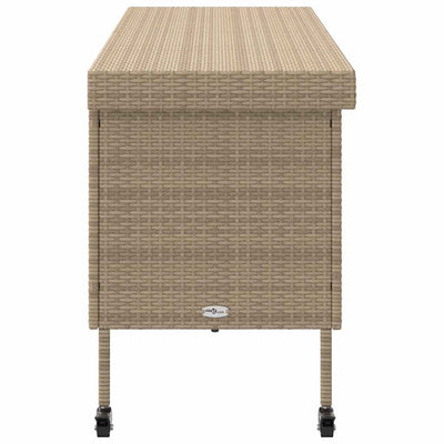 opbevaringsboks med hjul 160x55x75 cm polyrattan beige