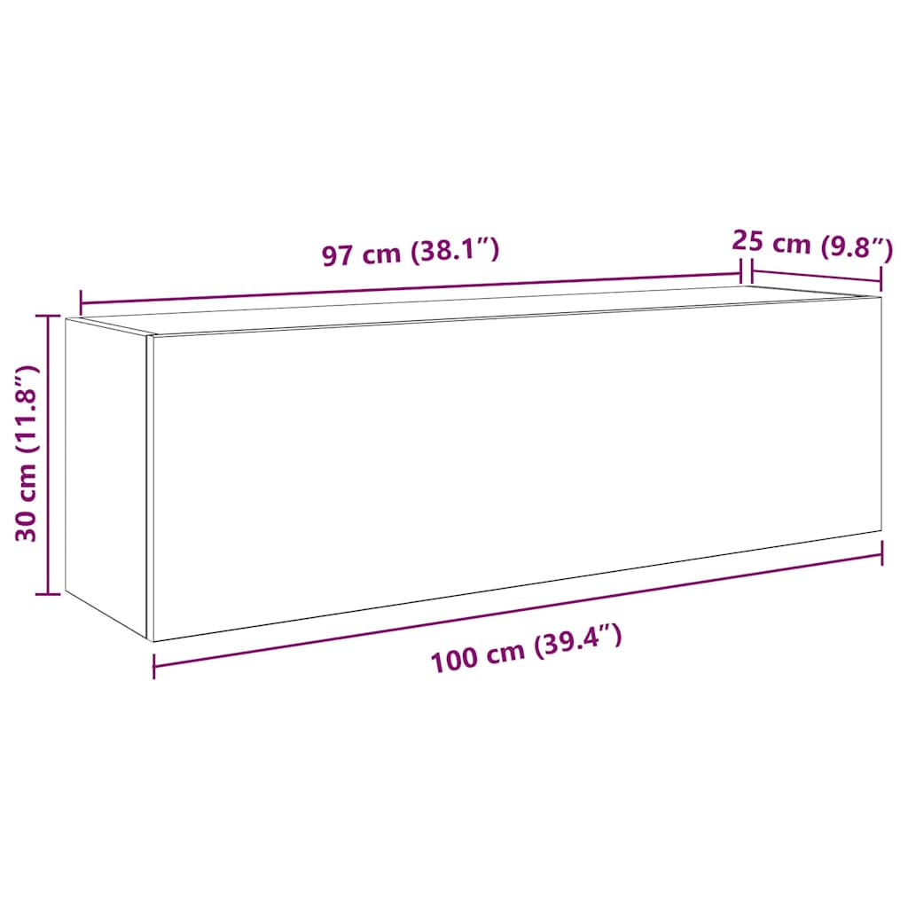 væghængt badeværelsesskab 100x25x30 cm konstrueret træ sort