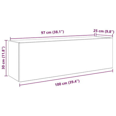 væghængt badeværelsesskab 100x25x30cm konstrueret træ sonoma-eg