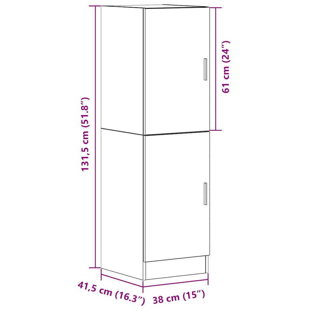 køkkenskab 38x41,5x131,5 cm konstrueret træ røget egetræsfarve