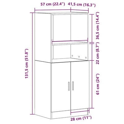 køkkenskab 57x41,5x131,5 cm konstrueret træ brun egetræsfarve