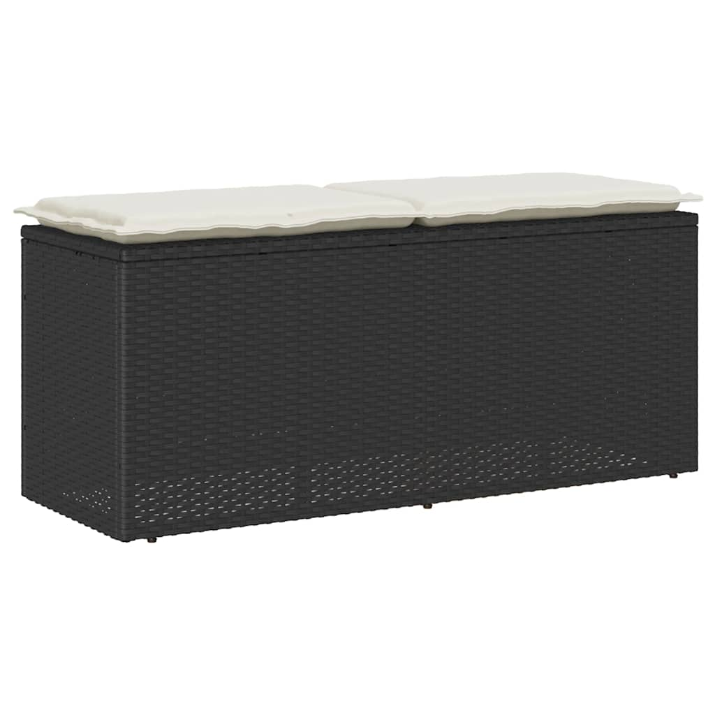 havebænk med hynde 110x40x44 cm polyrattan sort