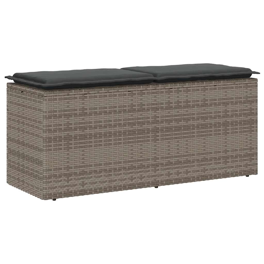 havebænk med hynde 110x40x44 cm polyrattan grå