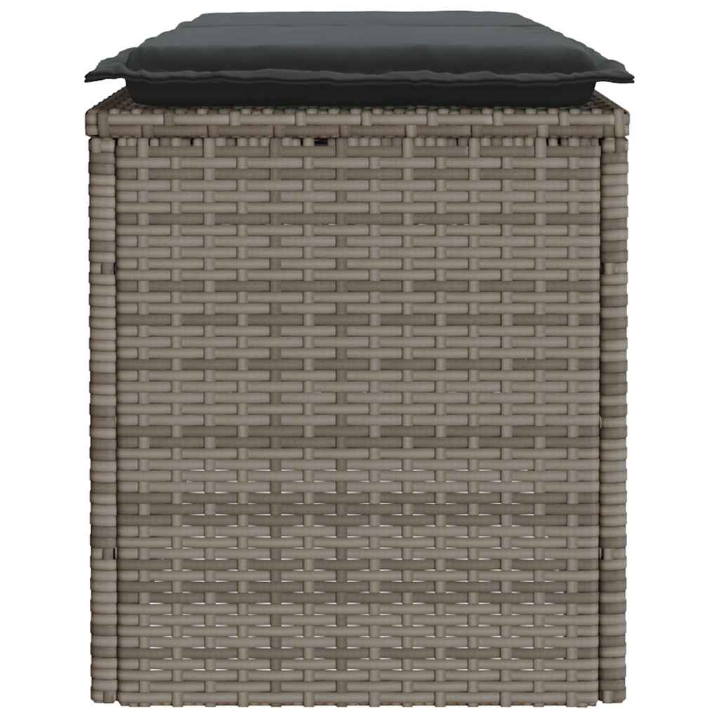 havebænk med hynde 110x40x44 cm polyrattan grå