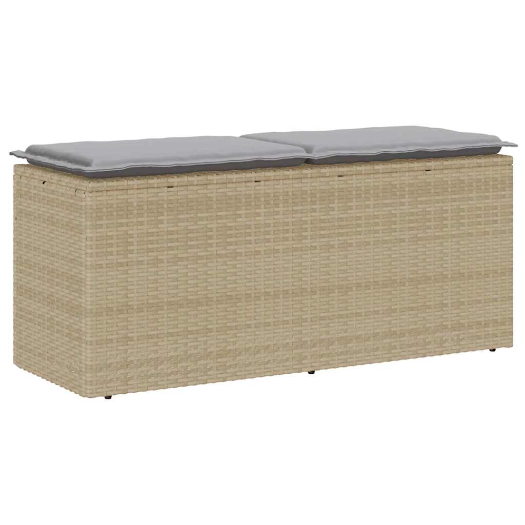 havebænk med hynde 110x40x44 cm polyrattan beige