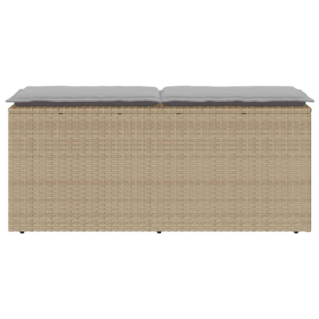 havebænk med hynde 110x40x44 cm polyrattan beige