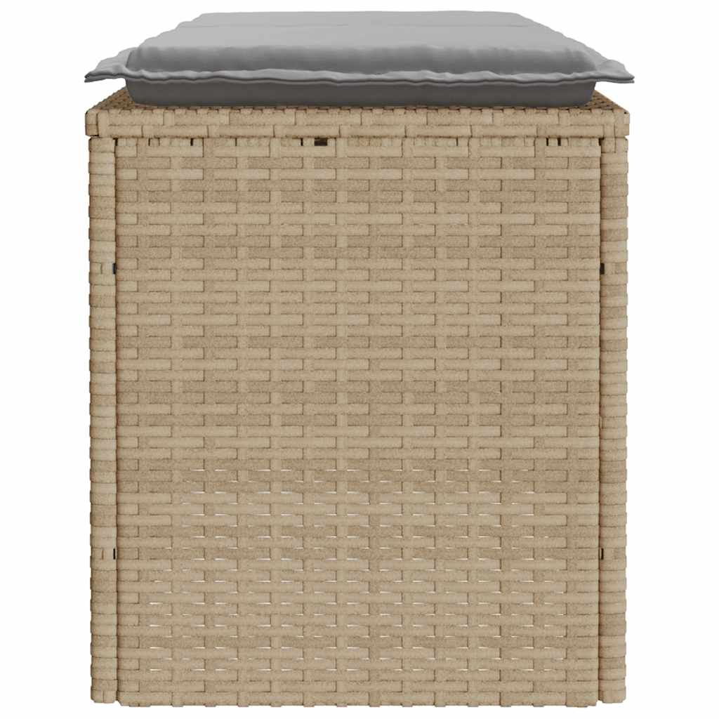 havebænk med hynde 110x40x44 cm polyrattan beige