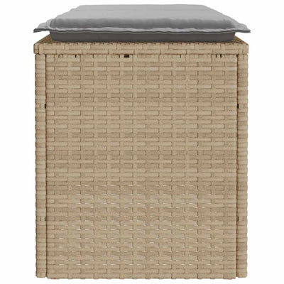 havebænk med hynde 110x40x44 cm polyrattan beige