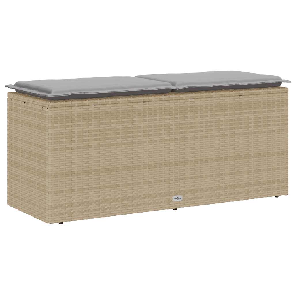 havebænk med hynde 110x40x44 cm polyrattan beige