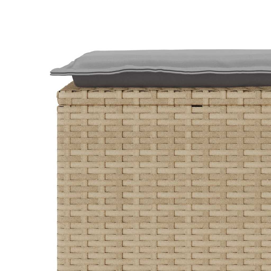 havebænk med hynde 110x40x44 cm polyrattan beige