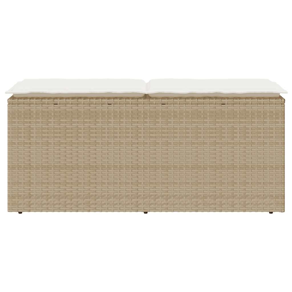 havebænk med hynde 110x40x44 cm polyrattan beige