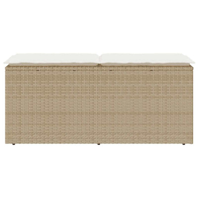 havebænk med hynde 110x40x44 cm polyrattan beige