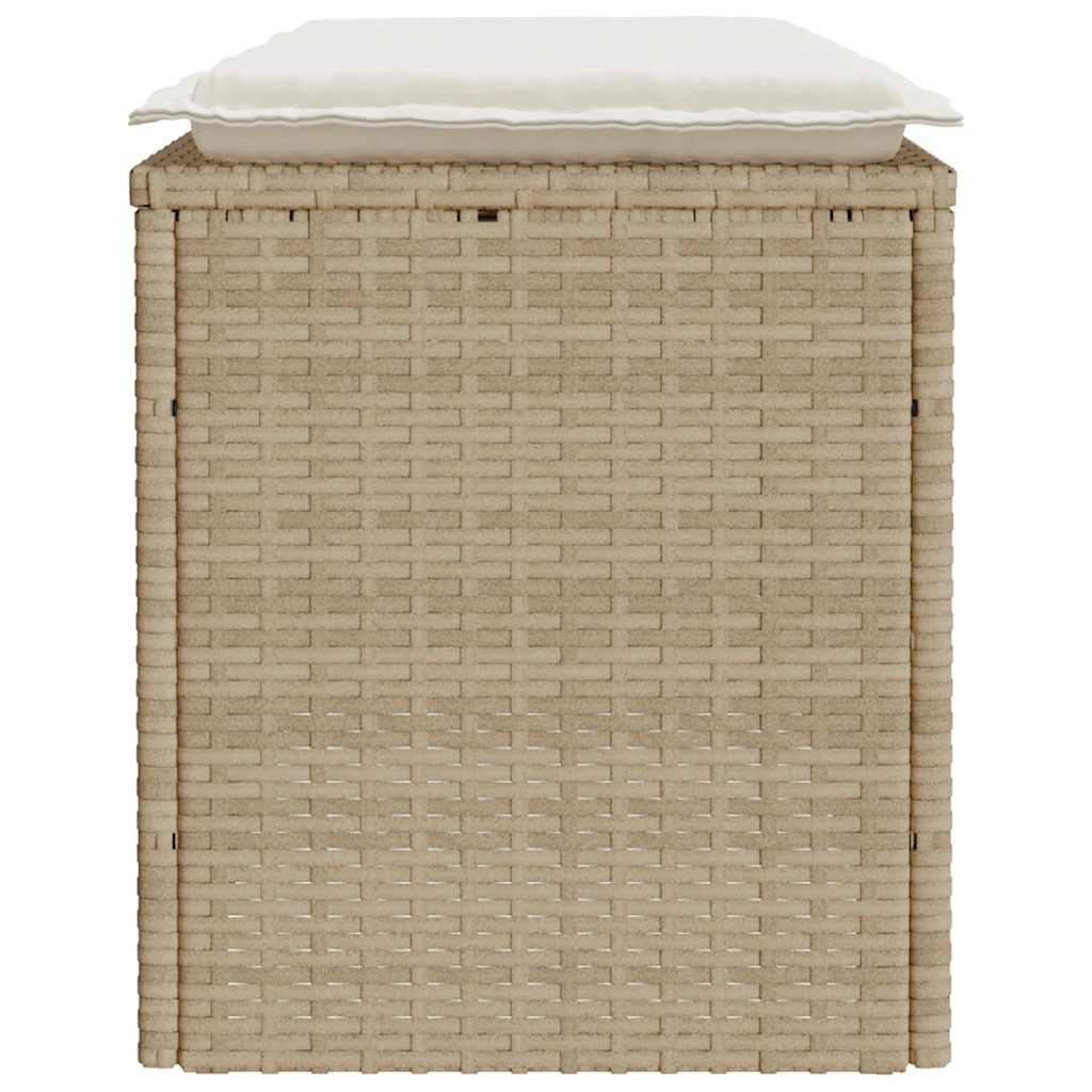 havebænk med hynde 110x40x44 cm polyrattan beige