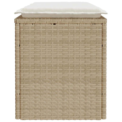 havebænk med hynde 110x40x44 cm polyrattan beige