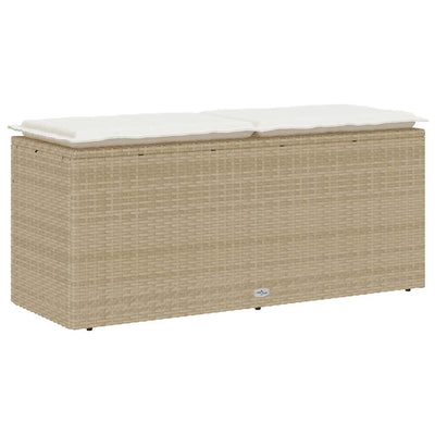 havebænk med hynde 110x40x44 cm polyrattan beige