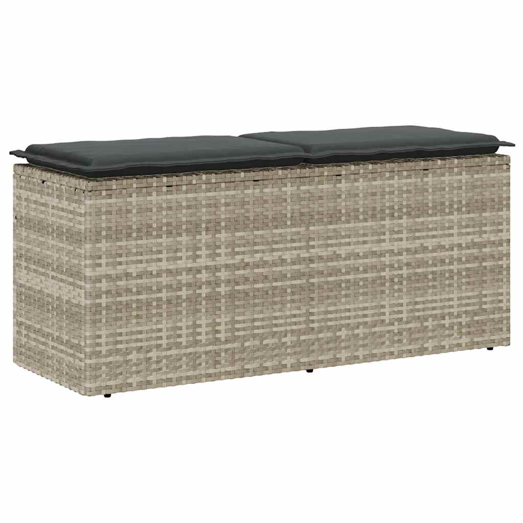 havebænk med hynde 110x40x44 cm polyrattan lysegrå