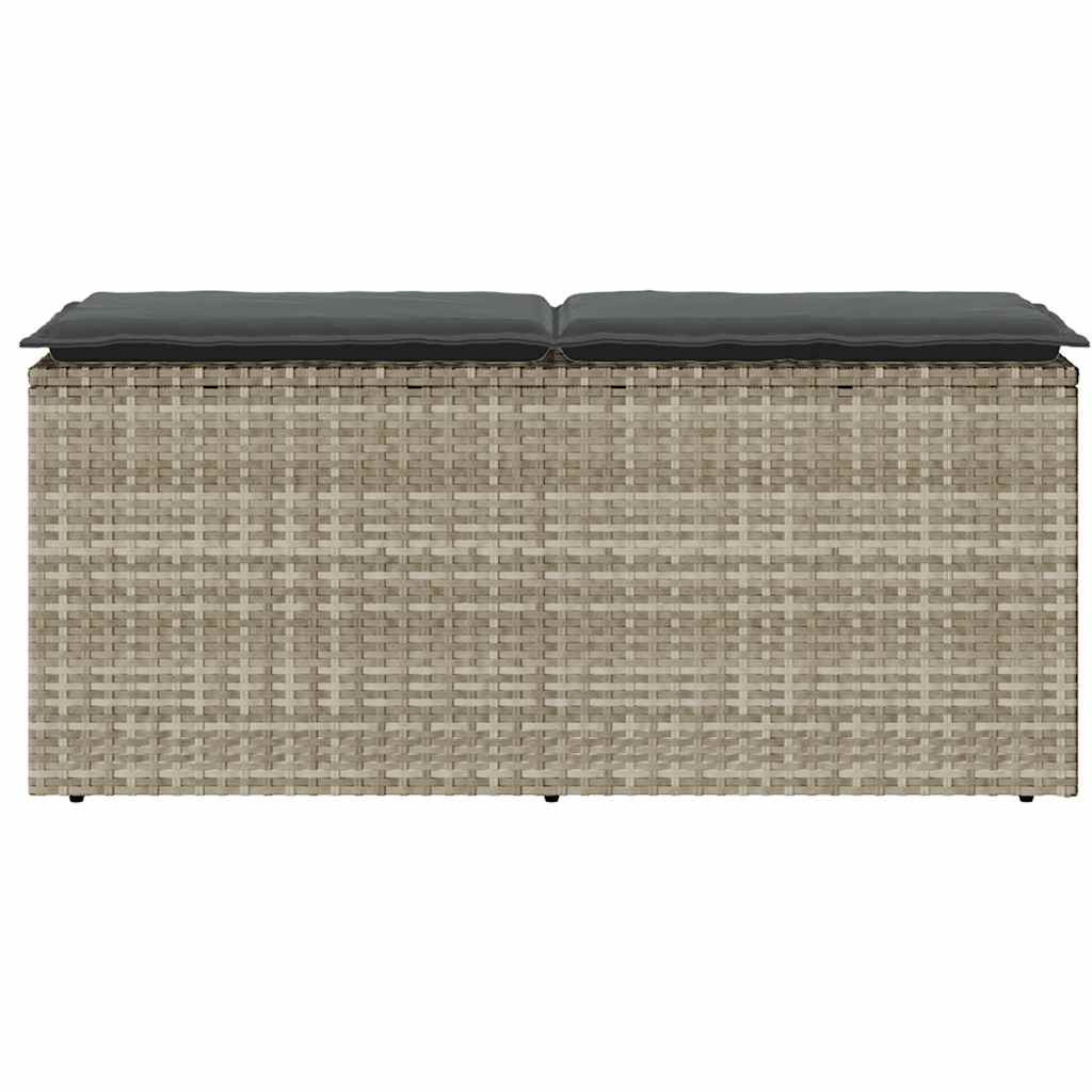 havebænk med hynde 110x40x44 cm polyrattan lysegrå