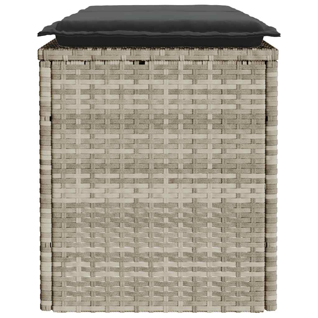 havebænk med hynde 110x40x44 cm polyrattan lysegrå