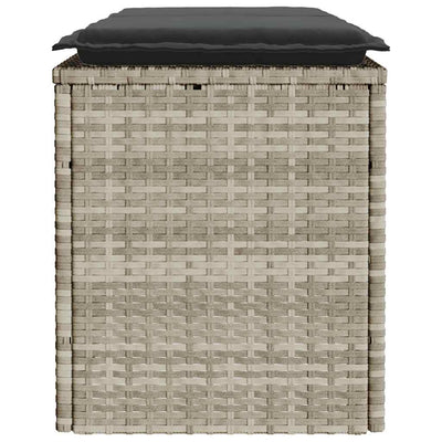 havebænk med hynde 110x40x44 cm polyrattan lysegrå