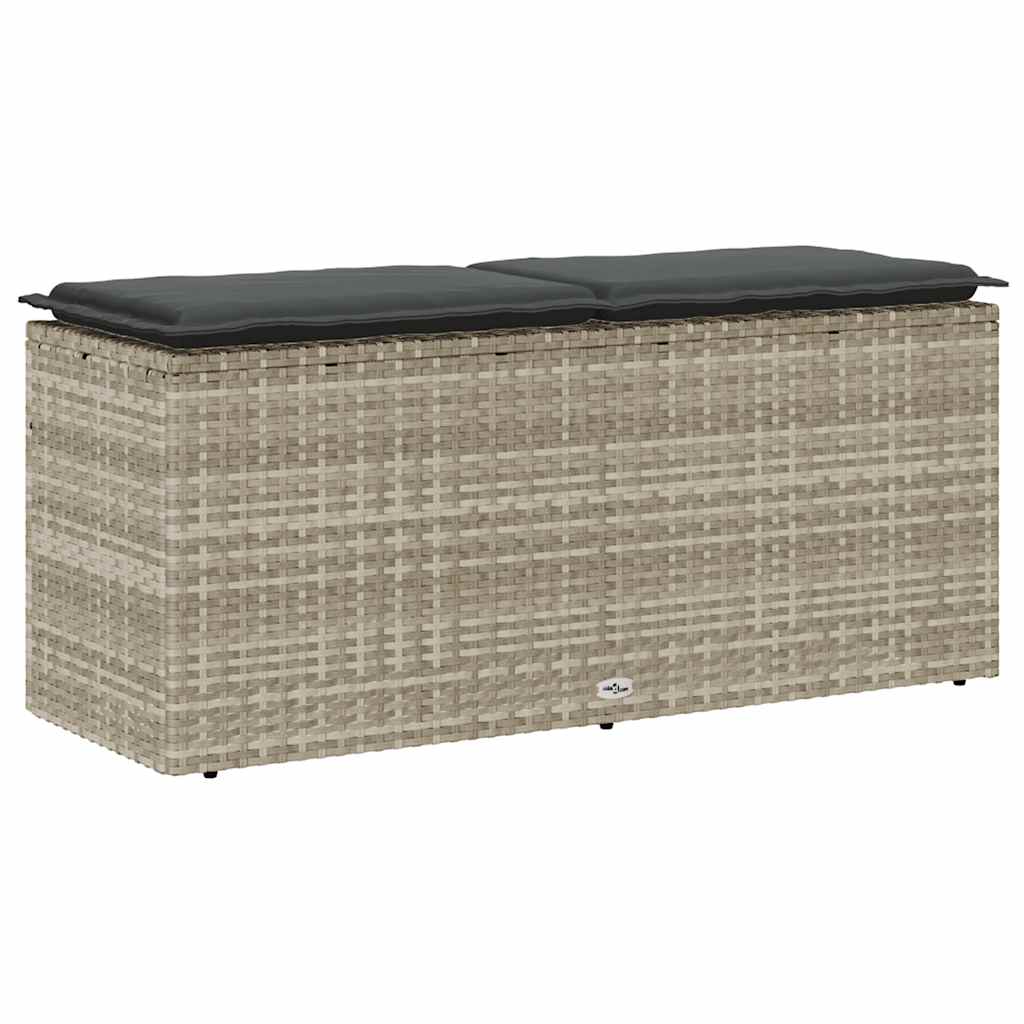 havebænk med hynde 110x40x44 cm polyrattan lysegrå