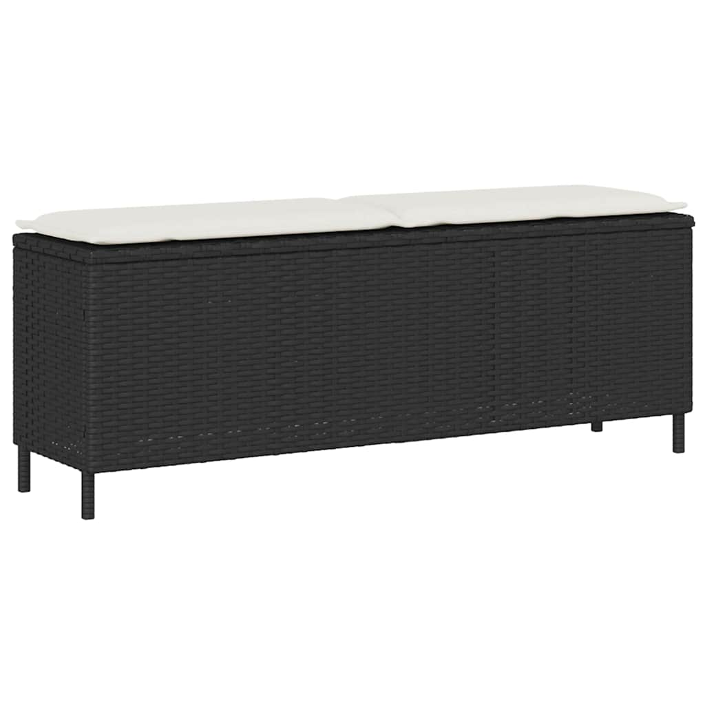 havebænk med hynde 110x30x40,5 cm polyrattan sort