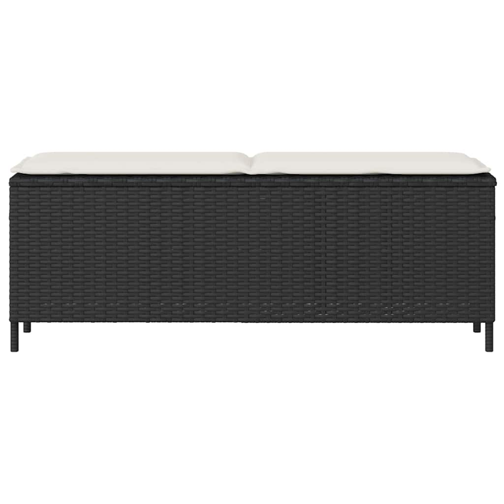 havebænk med hynde 110x30x40,5 cm polyrattan sort