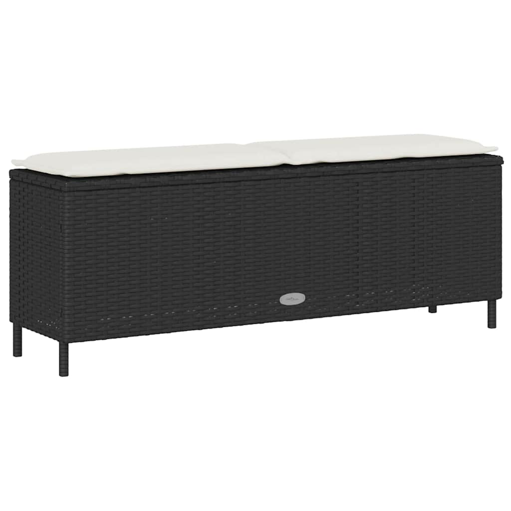 havebænk med hynde 110x30x40,5 cm polyrattan sort