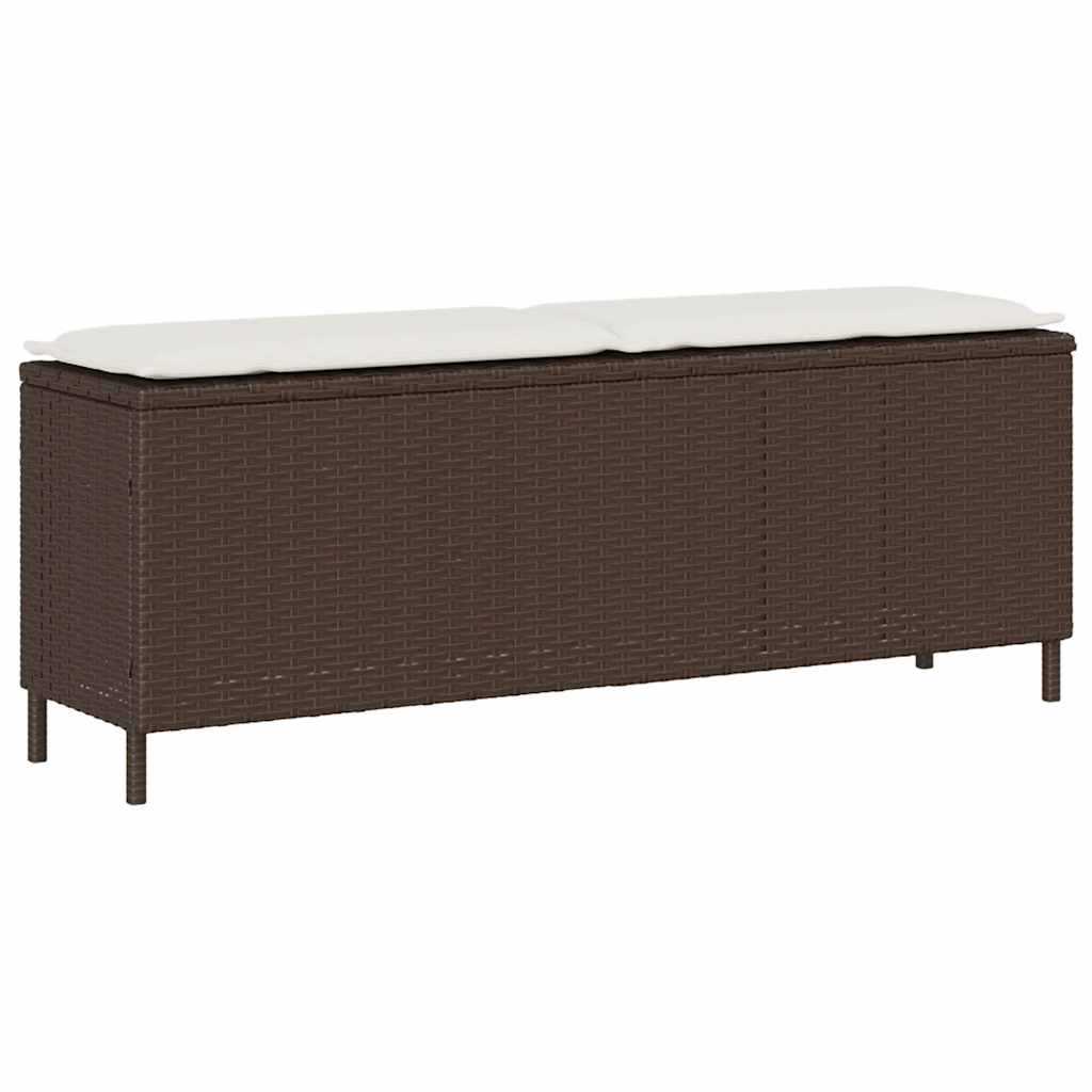 havebænk med hynde 110x30x40,5 cm polyrattan brun