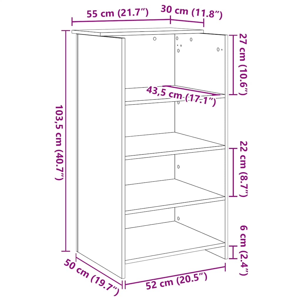 receptionsskranke hvid 55x50x103,5 cm konstrueret træ