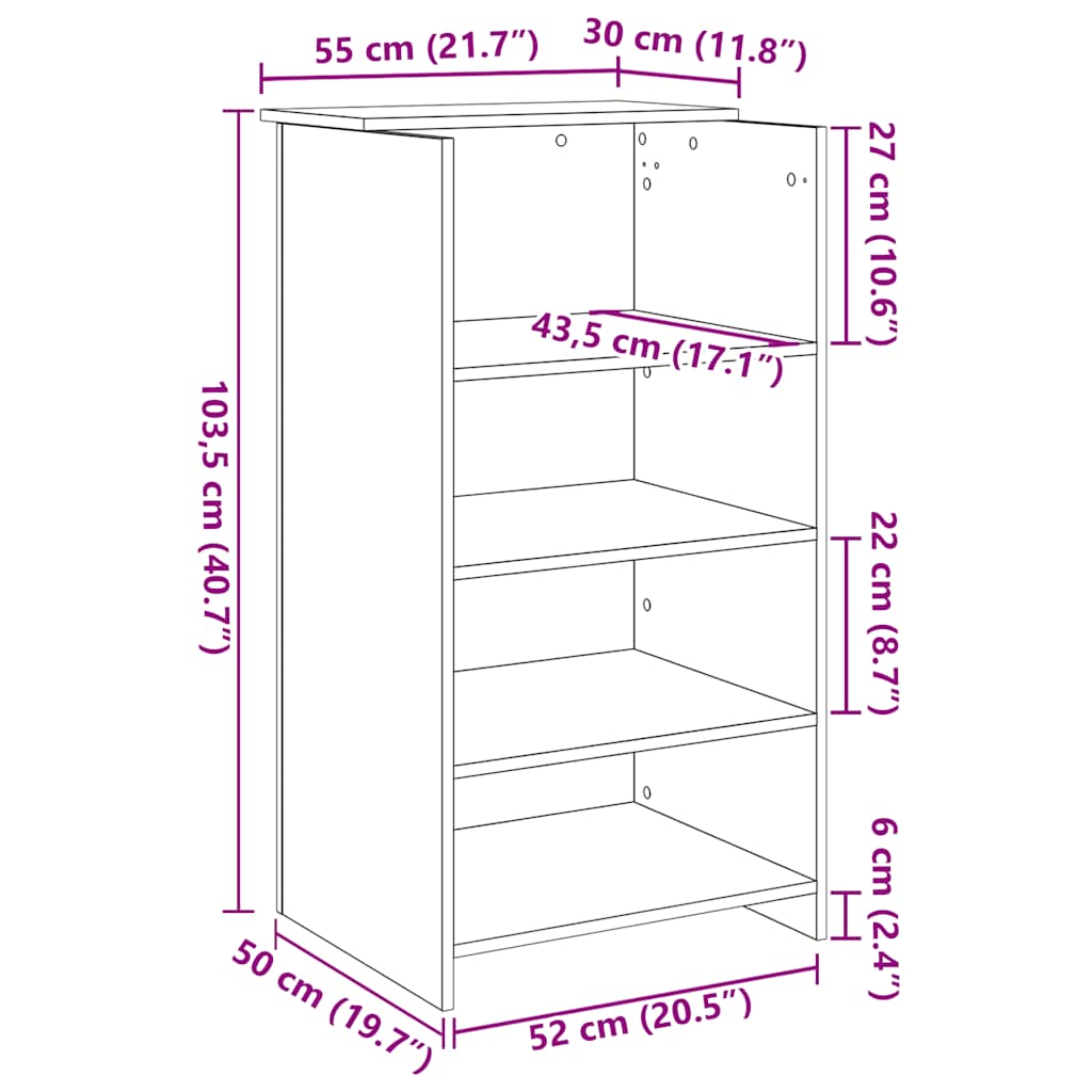 receptionsskranke sort 55x50x103,5 cm konstrueret træ