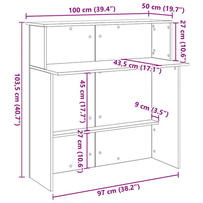 receptionsskranke 100x50x103,5 cm konstrueret træ sonoma-eg