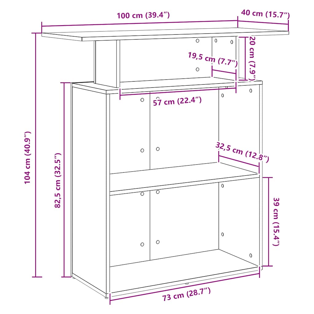 receptionsskranke 100x40x104 cm konstrueret træ beton grå