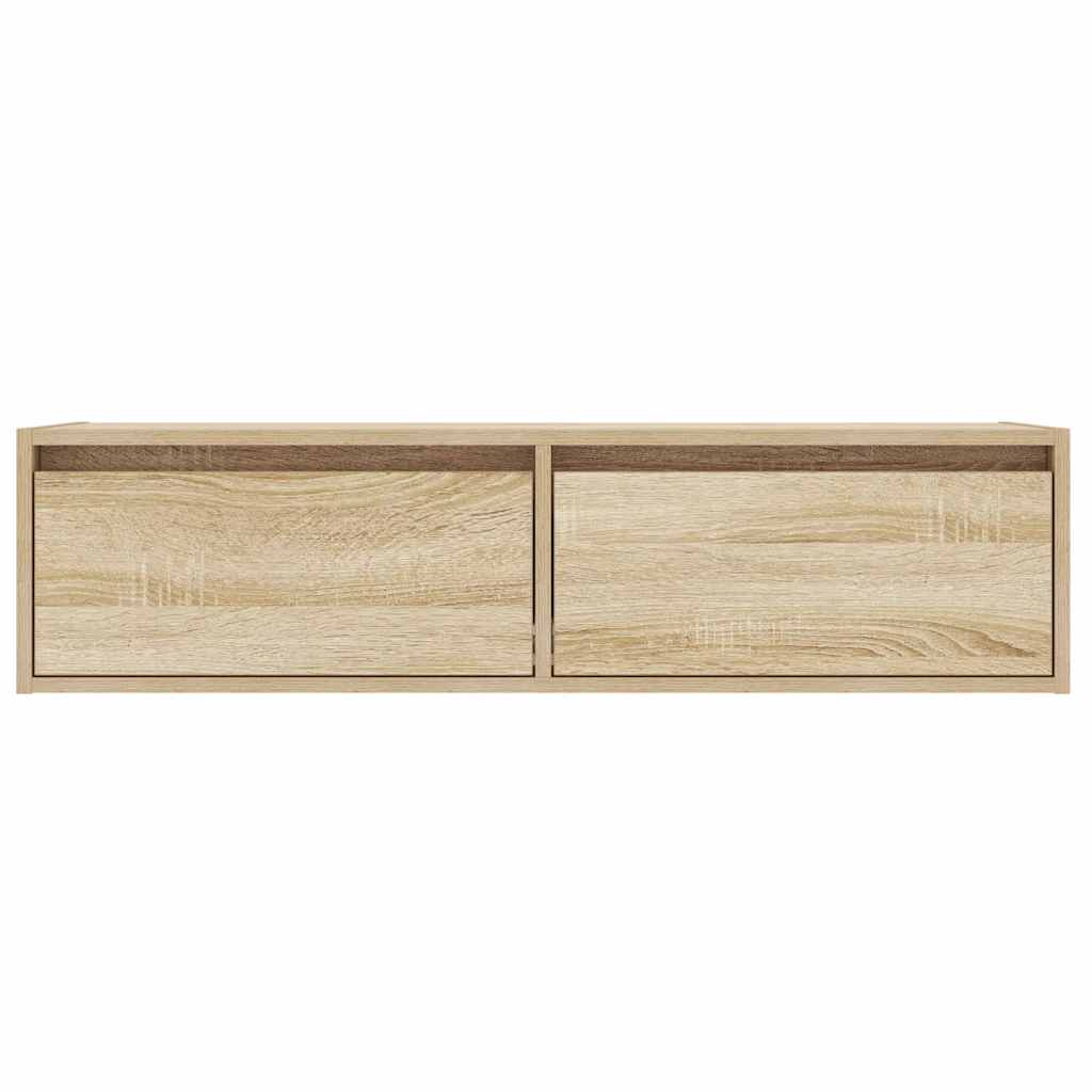 tv-bord med LED-lys 100X35,5x25 cm sonoma-eg