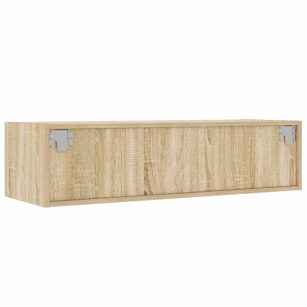 tv-bord med LED-lys 100X35,5x25 cm sonoma-eg