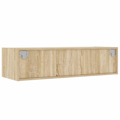 tv-bord med LED-lys 100X35,5x25 cm sonoma-eg