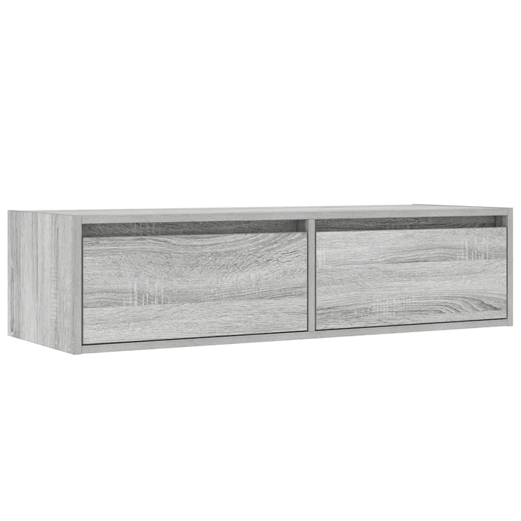 tv-bord med LED-lys 100X35,5x25 cm grå sonoma-eg