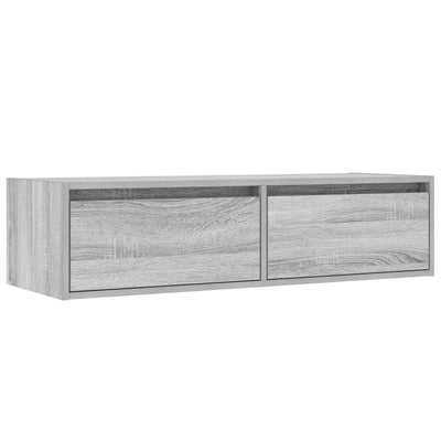 tv-bord med LED-lys 100X35,5x25 cm grå sonoma-eg