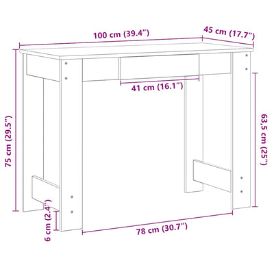 skrivebord 100x45x75 cm konstrueret træ hvid