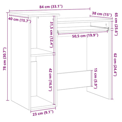 skrivebord m. hylder 84x40x78 cm konstrueret træ hvid