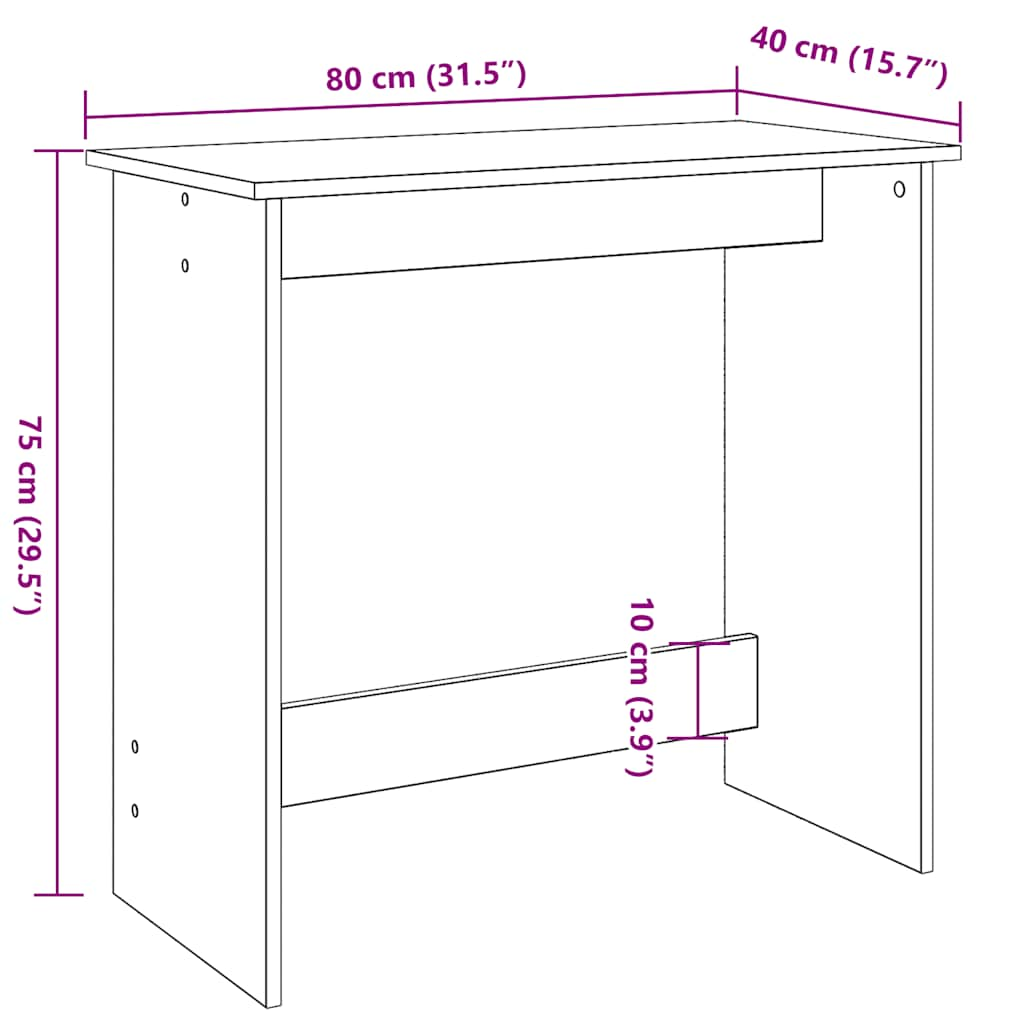 skrivebord 80x40x75 cm konstrueret træ sort