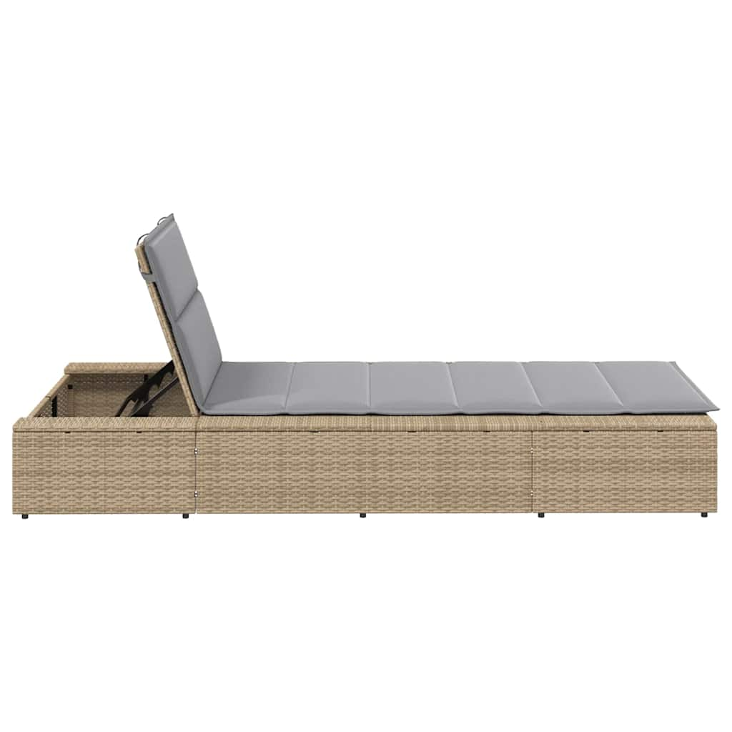 solseng med flydende hynde polyrattan beige