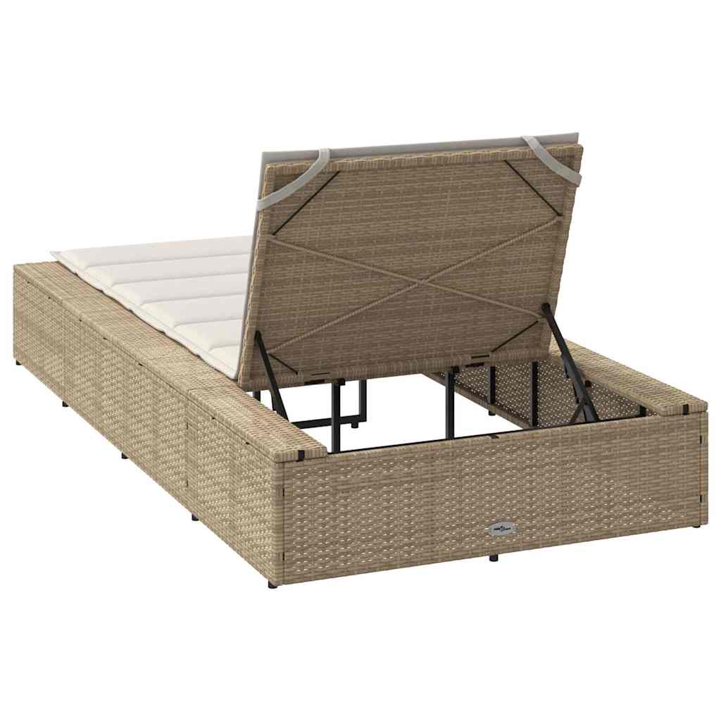 solseng med flydende hynde polyrattan beige