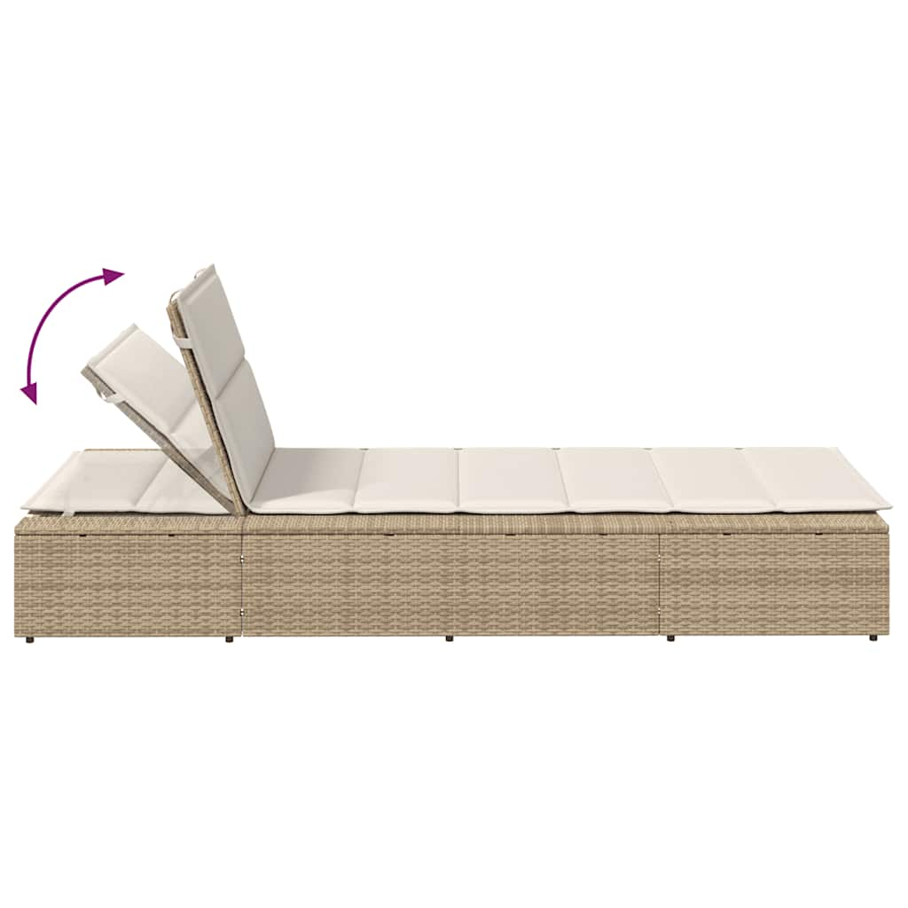 solseng med flydende hynde polyrattan beige