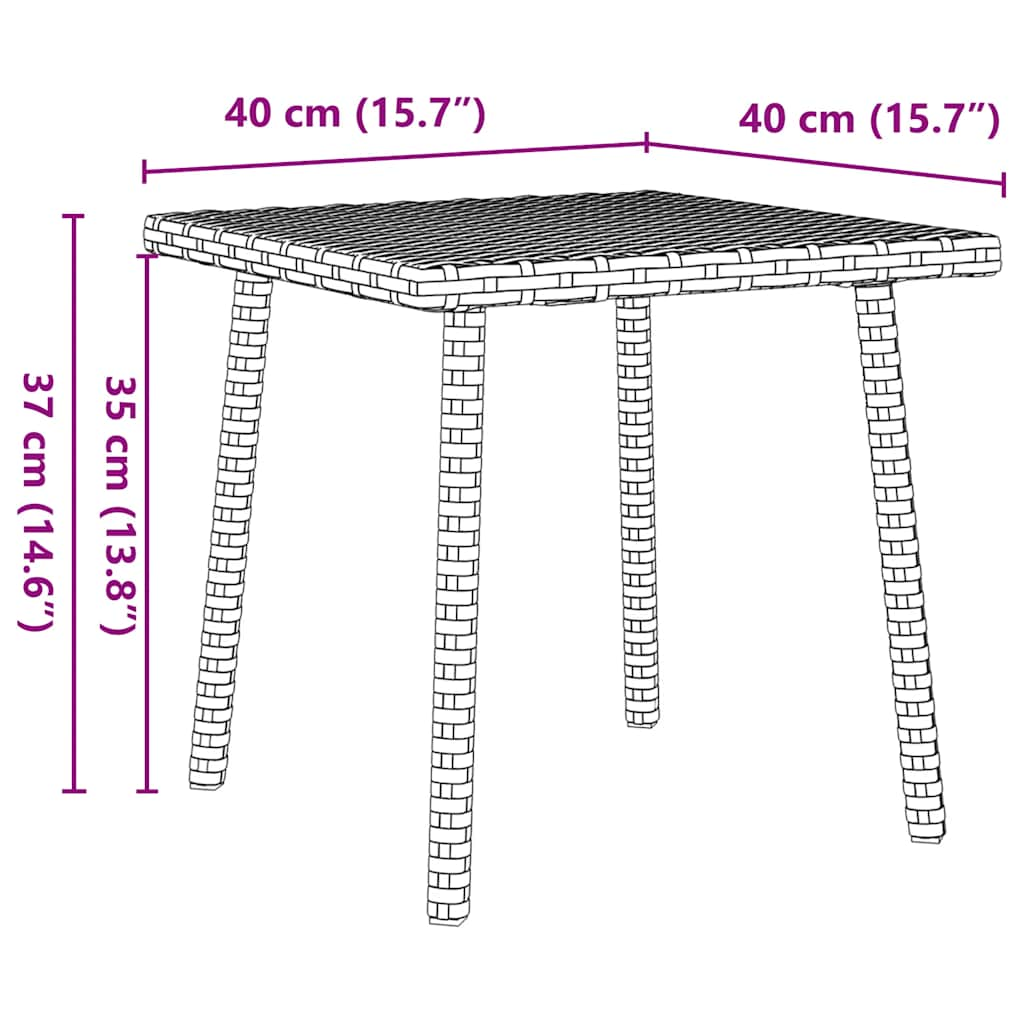 havesofabord 40x40x37 cm firkantet polyrattan sort