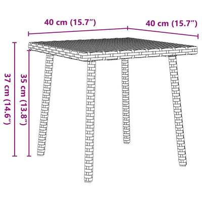 havesofabord 40x40x37 cm firkantet polyrattan brun