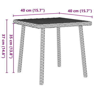 havesofabord 40x40x37 cm firkantet polyrattan lysegrå