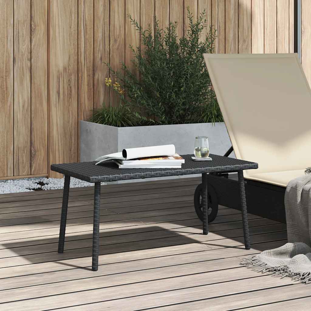 havesofabord 80x40x37 cm firkantet polyrattan sort